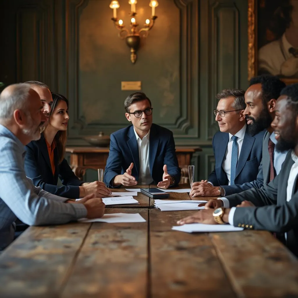 Leadership session with executives discussing brand values
